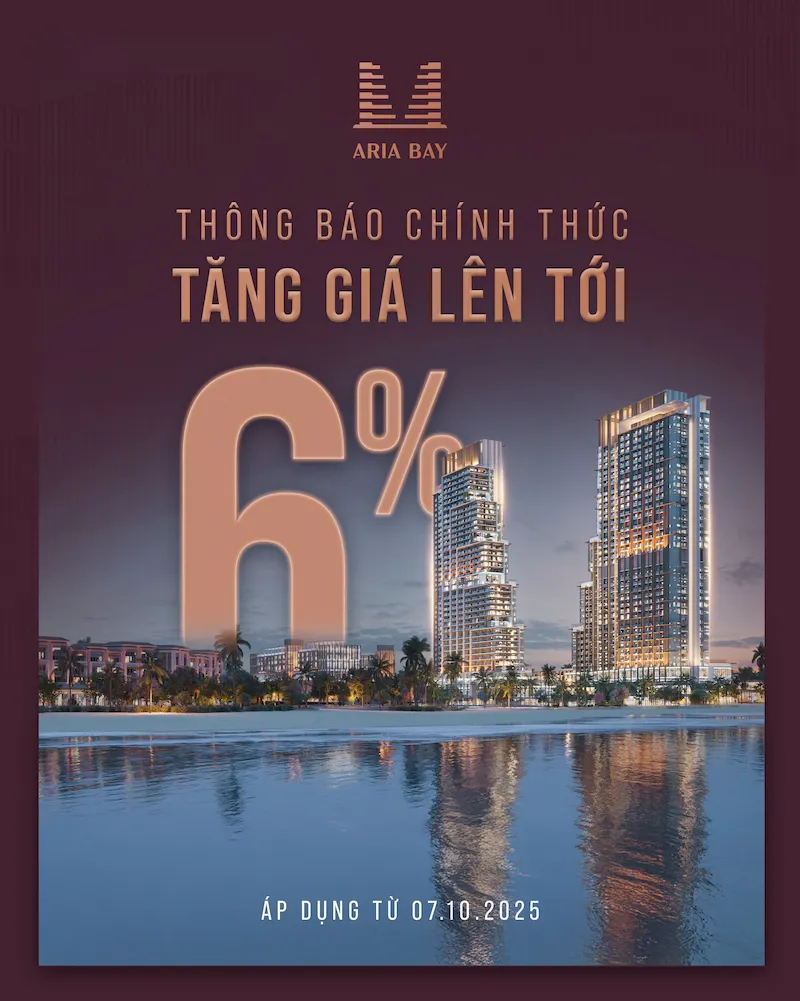 Dự án Aria Bay chính thức tăng giá bán trong tháng 10